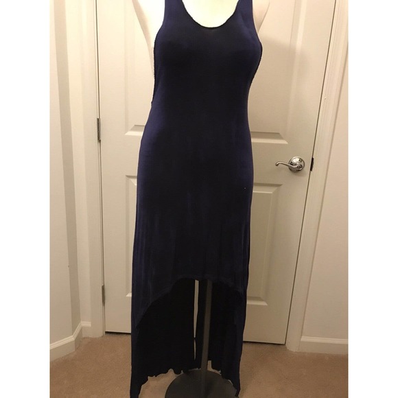 FREE PEOPLE Jersey Dress, Medium, High Low Halter Back Blue summer dress - Picture 4 of 15
